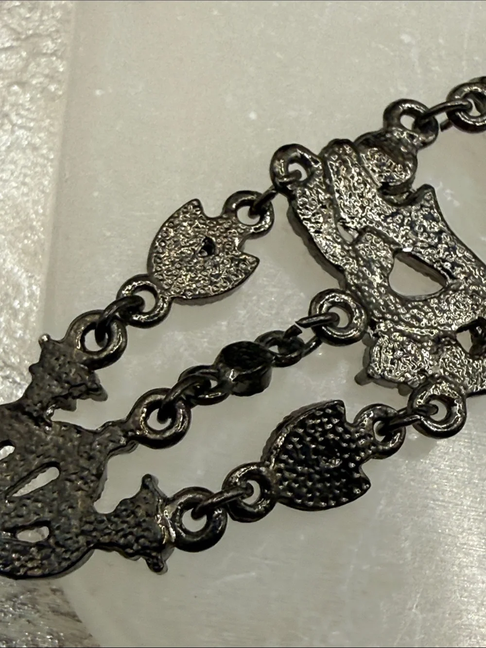 VCLM Blue rhinestone Filigree Bracelet gunmetal fairycore openwork enchantment